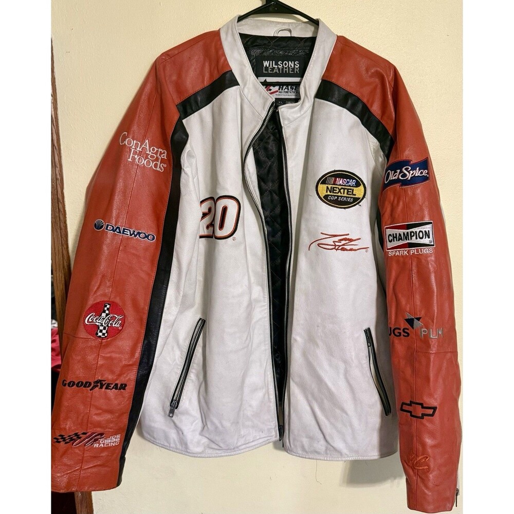 Tony Stewart #20 Home Depot NASCAR Wilsons Leather Chase Authentics Jacket XL